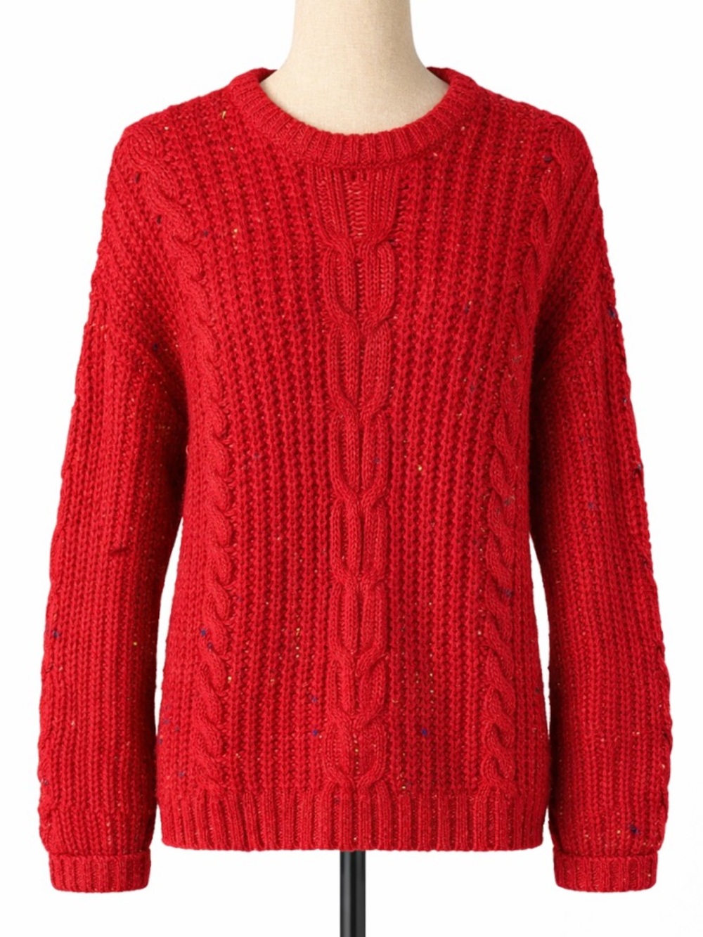 Vintage Agenda rainbow speckle front cable knit 80s pullover sweater wool- M